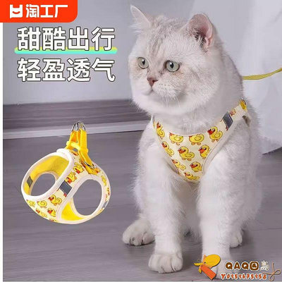 貓咪牽引繩防掙脫高顏值加厚神器外出專用胸背帶可調節寵物遛貓繩.