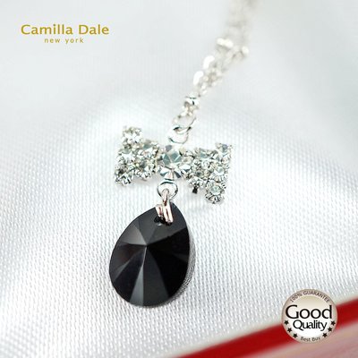 CamillaDale 黑寶石蝴蝶結水晶項鍊 採用施華洛世奇水晶元素