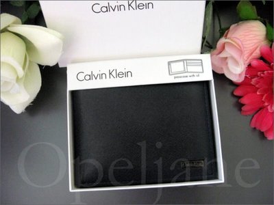 美國官網 CK Calvin Klein 卡文克萊防刮真皮中夾短夾皮夾ID抽取式禮盒裝 真品 免運費 黑色