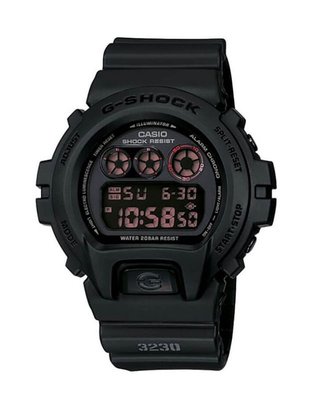 CASIO G-SHOCK 卡西歐黑反紅200米防水抗震電子腕錶 型號：DW-6900MS-1DR【神梭鐘錶】