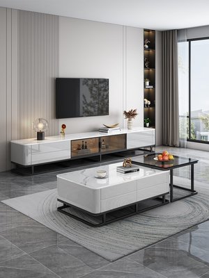 懸空電視柜茶幾組合現代簡約客廳2022年新款輕奢小電視機柜懸掛式~特價~特價
