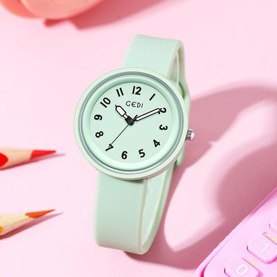 歌迪簡約高顏值硅膠錶糖果色小清新學生錶新款防水果凍手錶