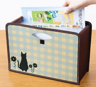從日本帶回的貓咪喵喵圖文具工具箱分類資料夾可愛可伸縮玩具雜物書籍收納袋子儲物櫃盒子  2987b