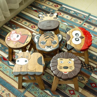 泰國小凳子家用實木矮凳兒童換鞋凳寶寶椅創意卡通動物小板凳木凳