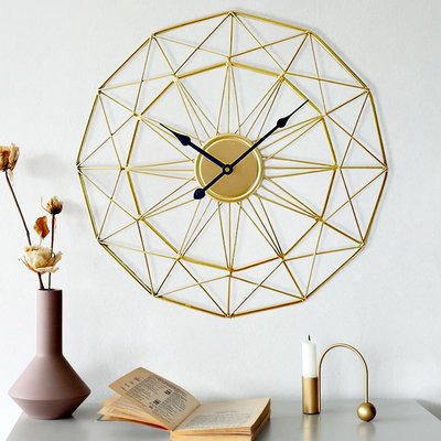 時鐘家用簡約掛鐘客廳北歐鐵藝圓形靜音裝飾金屬鐘表