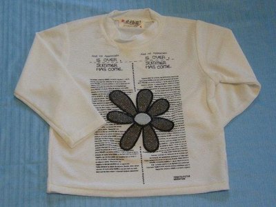 台製 女幼童 艾格買 花朵圖案 白色 中薄 伸縮 長袖上衣~~適1~2歲穿~~歡迎切貨