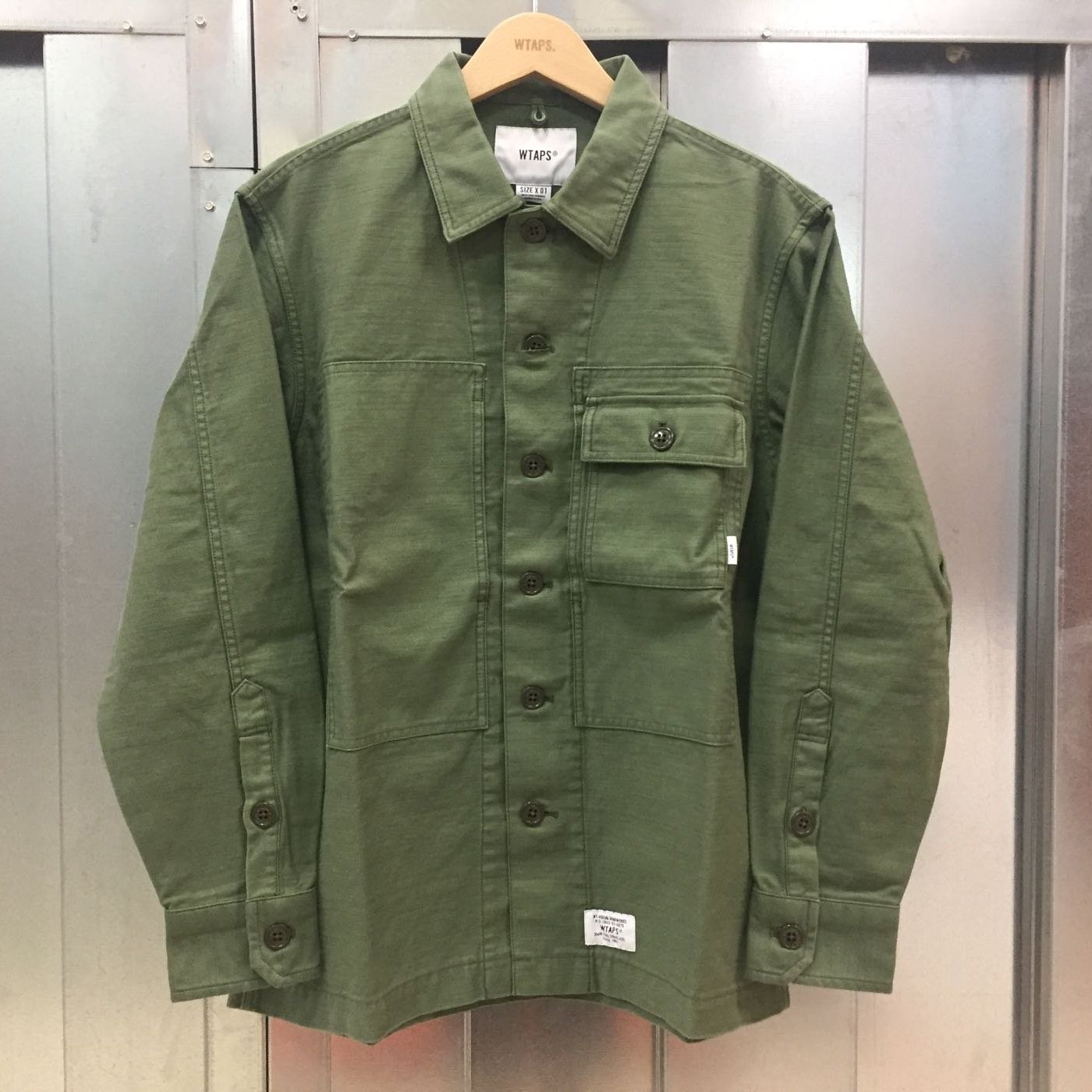 18ss Wtaps HBT LS Shirt Satin 春夏最新長袖口袋軍裝襯衫現貨軍綠S