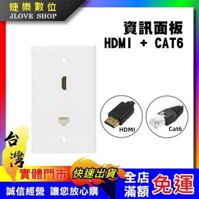 【實體門市：婕樂數位】HDMI資訊面板 HDMI CAT6 HDMI面板模組 HDMI插座 乙太網路 壁板