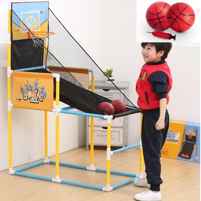 5Cgo【樂趣購】553686421074 少年強自動記分體育用品兒童投籃機寶寶室內玩球遊戲機男女孩運動兒童籃球架組裝