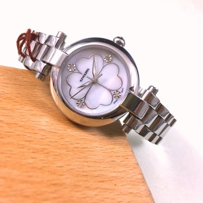日本 TIVOLINA 高帽子 藍寶石水晶玻璃 白色 貝殼 面盤 不鏽鋼錶帶  女錶  LAW3700WS