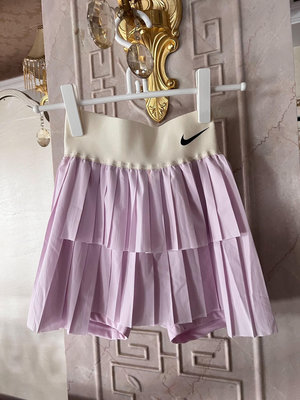 耐克Nike網球裙淺粉色百褶蛋糕褲裙黃金小碼xs碼的來