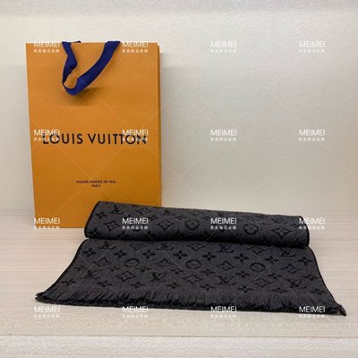 30年老店 預購 LOUIS VUITTON Monogram Classic 羊毛 圍巾 煤炭灰 M78526