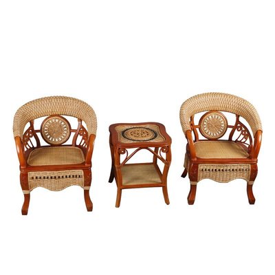 現貨|印尼藤椅三件套陽臺桌椅休閑單人靠背真藤椅家用客廳組合中式椅子