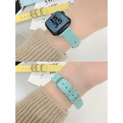 gaming微小配件-小清新帆布錶帶 適用於 Apple Watch S8/Ultra/7/6/se2/4 蘋果智能手錶配件-gm