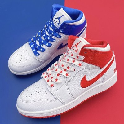 【正品】全新 Air Jordan 1 Mid GS "85"白紅藍 鴛鴦 DH0200-100 休閒 現貨慢跑鞋