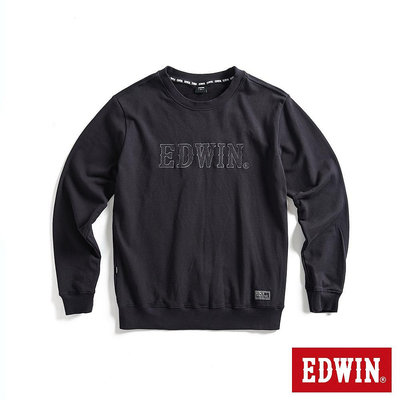 EDWIN EDGE 車縫 BOX LOGO厚長袖T恤(黑色)-男款满599免運