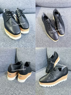 *~fuyumi boutique~*100%正韓 23S/S新款 方頭厚底鬆糕鞋增高鞋 黑/奶茶 22.5～25正常版