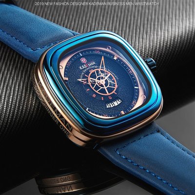 新款 KADEMAN 原廠正品 瑞士潮牌 創意視覺星空設計方形大錶盤 日本機芯 潮流時尚型男石英腕錶【S & C】