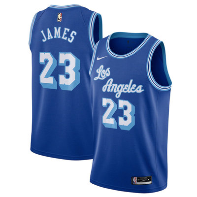 【現貨優惠】Nike LeBron James 湖人 Hardwood Classics 復古 草寫藍 球衣