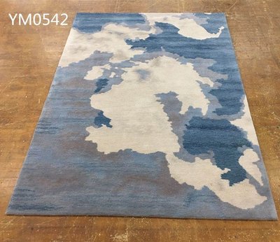 米可家飾~輕奢后現代簡約風格抽象藍色混色漸變定制客廳臥室床邊毯手工地毯地毯手工地毯