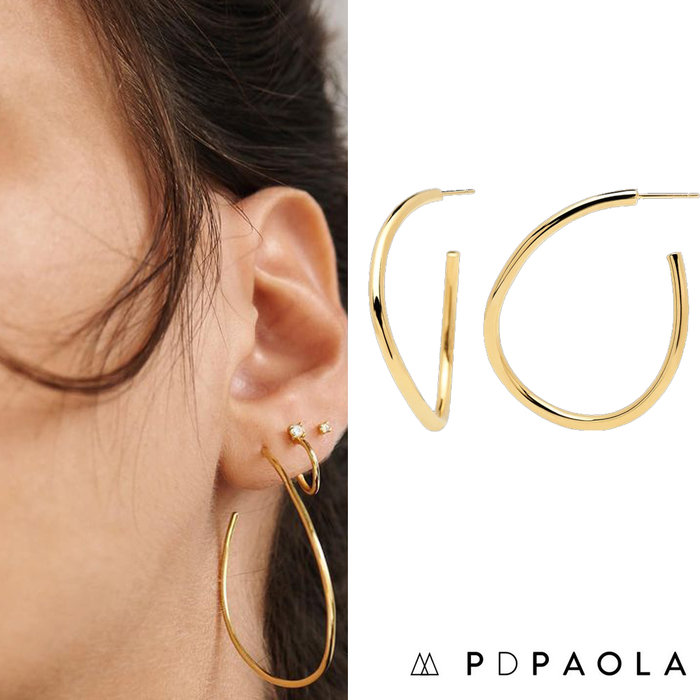 PD PAOLA 西班牙時尚潮牌 水滴圓形耳環 經典金色耳環 925純銀鑲18K金 YOKO