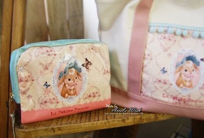 Ariel's Wish-La Petite Poupee粉紅蝴蝶結蝴蝶貴族小公主小兔兔子化妝包筆袋鉛筆盒收納袋-日本製