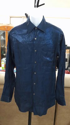 (二手)Armani Exchange寶藍色混紡亮面襯衫(M)(B349)