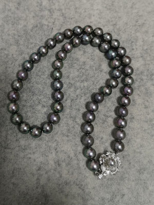 拍賣：Akoya日本天然海水珍珠阿谷屋極光孔雀色黑珍珠項鍊
