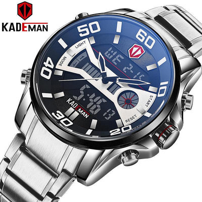 KADEMAN卡德曼新款大錶盤男士多功能戶外運動水鋼帶手錶K6171