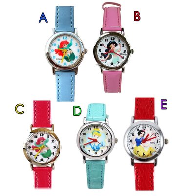 【卡漫迷】 公主 手錶 皮革 三款選一 ㊣版 小美人魚 兒童錶 愛麗兒 白雪公主 女錶 卡通錶 mermaid 迪士尼