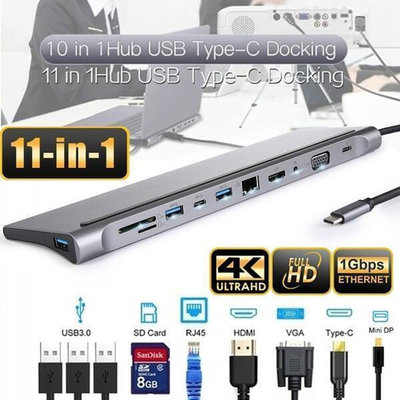 現貨：11合壹 type-c 轉 HDTV 多功能擴展塢11合1  轉換器 4K  RJ45