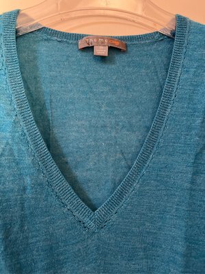 專櫃品牌Theme藍綠色有光澤感羊毛針織長袖上衣34號