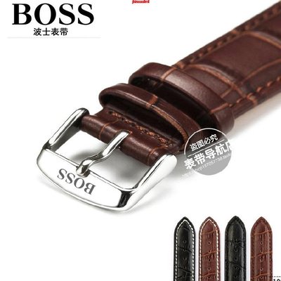 森尼3C-波士BOSS真皮錶帶男女通用原裝款頭層小牛皮16 18 20針釦款手錶帶J3-品質保證