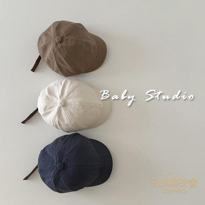 Rui與 韓國寶寶帽子春季 新時尚純色簡約小簷兒童棒球帽
