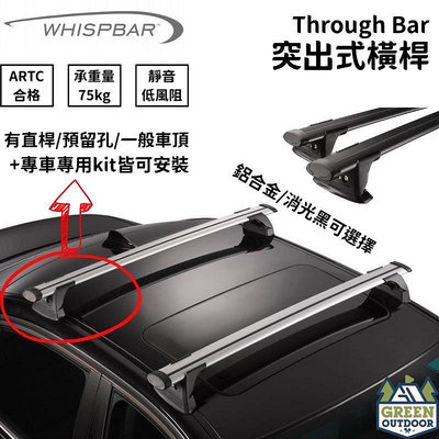 【綠色工場】Whispbar Through Bar 突出型車頂架 車頂橫桿 車頂行李架車頂盤 車頂桿 置物架