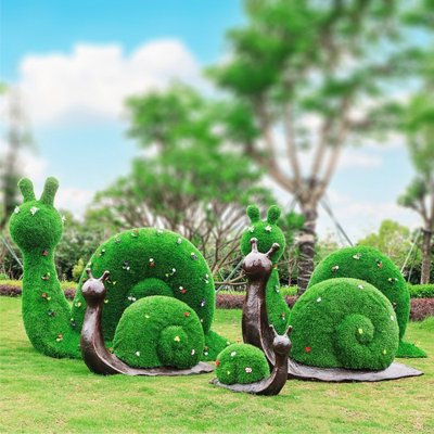 現貨熱銷-戶外綠雕蝸牛擺件綠植草皮動物雕塑園林景觀地產草坪蘑菇音符裝飾爆款