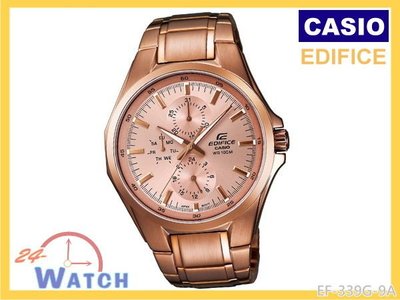 EF-339G-9A玫瑰金EF-339《台灣卡西歐公司貨》CASIO EDIFICE三眼賽車錶24-Watch