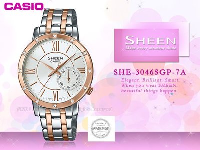 CASIO 卡西歐 手錶專賣店 SHEEN SHE-3046SGP-7A 女錶 不鏽鋼錶帶玫瑰金離子 防水
