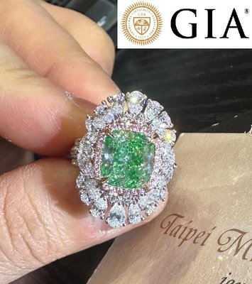 【台北周先生】天然Fancy綠色鑽石 4.08克拉 綠鑽 均勻Even分布 乾淨VS2 18K白金吊墜兩用 送GIA證書