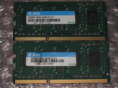 售:商越科技 DSL DDR3  1600 4GB 筆電記憶體(良品)(標2支)