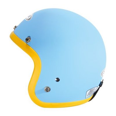 ZEUS (瑞獅) 半罩3/4復古帽 ZS-383 消光水藍-黃條  半罩式安全帽 內襯全可拆洗 !!免運費!!