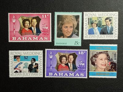 【亂世奇蹟】巴哈馬英國王室郵票6枚_9476