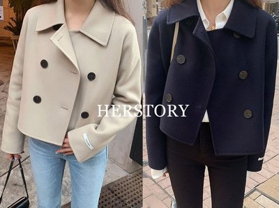 *Herstory*。精緻短款雙面羊毛外套 日本 韓國 大衣 風衣 毛衣 羽絨 羊毛 長大衣
