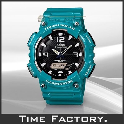 時間工廠 無息分期 CASIO 大錶徑炫藍綠 GA造型雙顯錶 AQ-S810WC-3A
