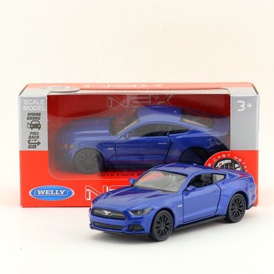 威利 正版 1:36 仿真 2015福特野馬跑車合金 汽車模型 迴力 兒童玩具  藍