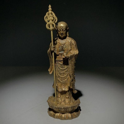 【二手】古董純銅地藏菩薩神像擺件老物件舊貨老銅器古玩收藏品618【如意坊】擺件  老物件 老貨