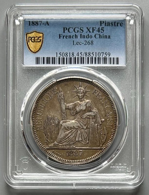 【二手】 PCGS XF45 法屬坐洋銀幣1887 加重坐洋994 銀元 錢幣 硬幣【明月軒】