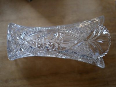 【二手】日本回流盒裝水晶玻璃花瓶，高透，水晶玻璃花瓶，水晶花器，手工 擺件 舊貨 老貨 【景天闇古貨】-651