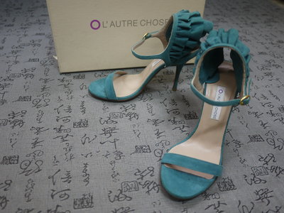 義大利製 L'AUTRE CHOSE 高級麂皮高跟涼鞋 (粉藍) EUR 35 USA 5.5 JPN 22.5 CM