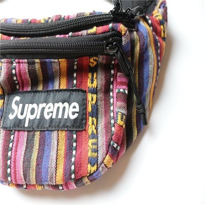 全新正品Supreme 20SS Woven Stripe Waist Bag 編織 民族風零錢包 側背小腰包